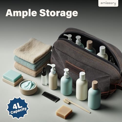 Men's Emissary Water-Resistant Toiletry Bag | Men’s Emissary Canvas Travel Dopp Kit | Men's Emissary Travel Bathroom Ba