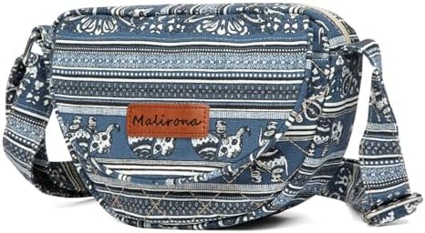 Malirona Women's Durable Small Floral Crossbody Bag Canvas Messenger Handbag Multi Pocket Travel Satchel Purse Malirona