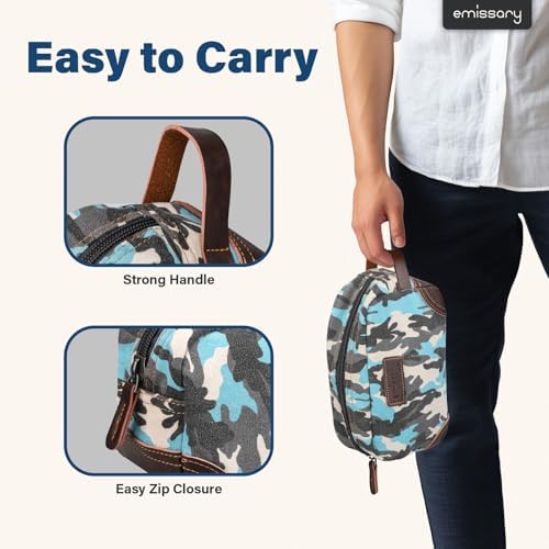 Men's Emissary Water-Resistant Toiletry Bag | Men’s Emissary Canvas Travel Dopp Kit | Men's Emissary Travel Bathroom Ba