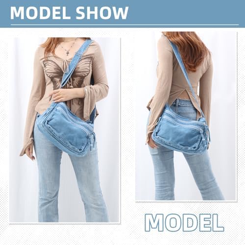 SUKUTU Lightweight Casual Retro Denim Shoulder Bag for Women | SUKUTU Canvas Messenger Bag - Casual Retro Denim Shoulde