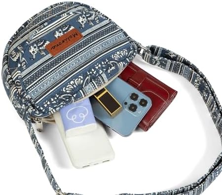 Malirona Women's Durable Small Floral Crossbody Bag Canvas Messenger Handbag Multi Pocket Travel Satchel Purse Malirona