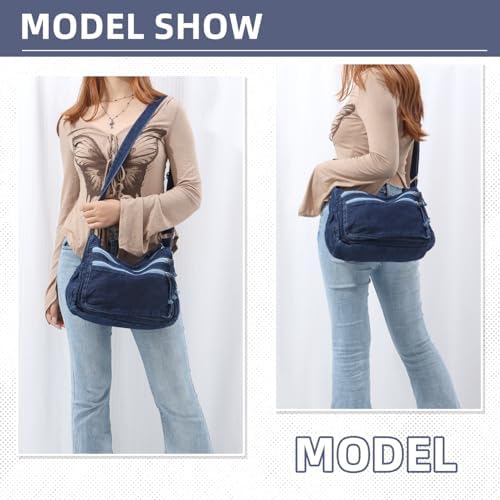SUKUTU Lightweight Casual Retro Denim Shoulder Bag for Women | SUKUTU Canvas Messenger Bag - Casual Retro Denim Shoulde