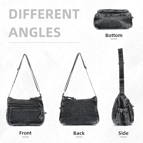 SUKUTU Lightweight Casual Retro Denim Shoulder Bag for Women | SUKUTU Canvas Messenger Bag - Casual Retro Denim Shoulde