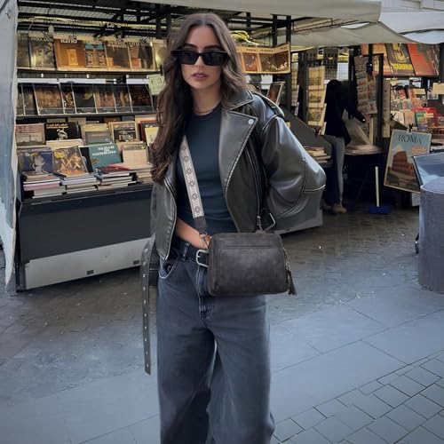 POIUGOYA Trendy Vegan Leather Crossbody Purse for Women, Travel Compatible with Built-in Wallet Medium Size