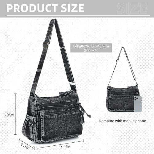 SUKUTU Lightweight Casual Retro Denim Shoulder Bag for Women | SUKUTU Canvas Messenger Bag - Casual Retro Denim Shoulde