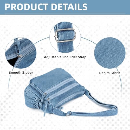 SUKUTU Lightweight Casual Retro Denim Shoulder Bag for Women | SUKUTU Canvas Messenger Bag - Casual Retro Denim Shoulde