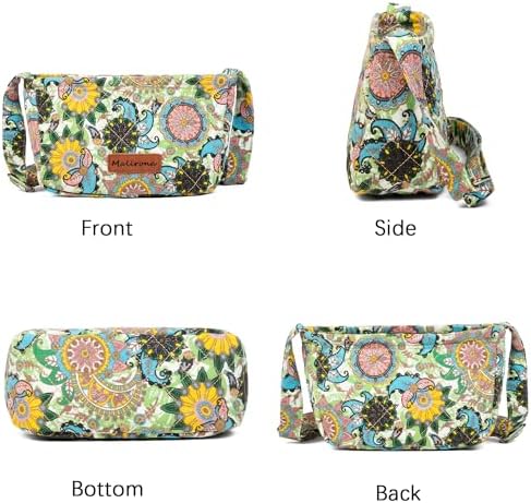 Malirona Women's Durable Small Floral Crossbody Bag Canvas Messenger Handbag Multi Pocket Travel Satchel Purse Malirona