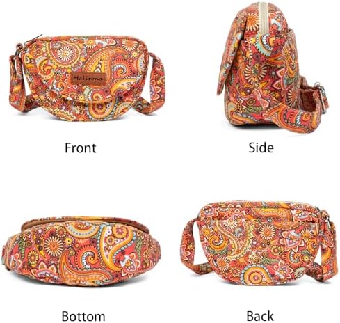 Malirona Women's Durable Small Floral Crossbody Bag Canvas Messenger Handbag Multi Pocket Travel Satchel Purse Malirona