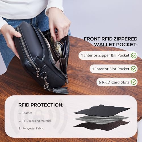 POIUGOYA Trendy Vegan Leather Crossbody Purse for Women, Travel Compatible with Built-in Wallet Medium Size