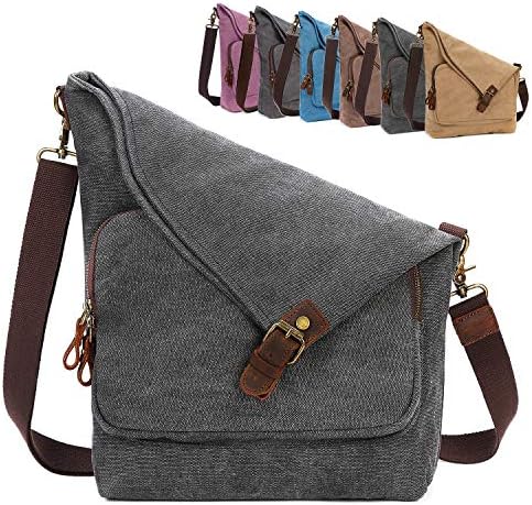 AmHoo Genuine Leather Canvas Crossbody Bag for Women Shoulder Bags Hobo Totes