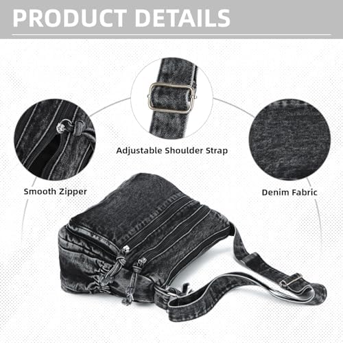 SUKUTU Lightweight Casual Retro Denim Shoulder Bag for Women | SUKUTU Canvas Messenger Bag - Casual Retro Denim Shoulde