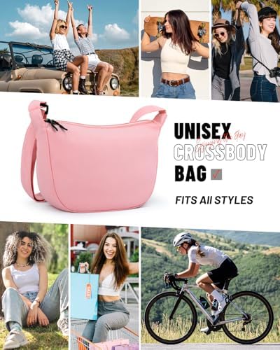 Trendy Crossbody Sling Bag for Women Men: Crescent Bag with Adjustable Strap, 2 Zippers, Lightweight