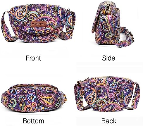 Malirona Women's Durable Small Floral Crossbody Bag Canvas Messenger Handbag Multi Pocket Travel Satchel Purse Malirona