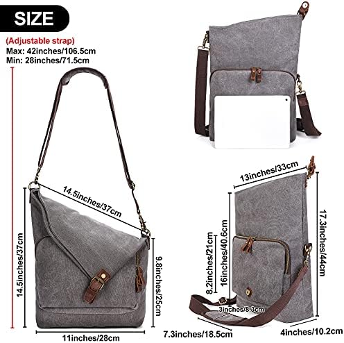 AmHoo Genuine Leather Canvas Crossbody Bag for Women Shoulder Bags Hobo Totes