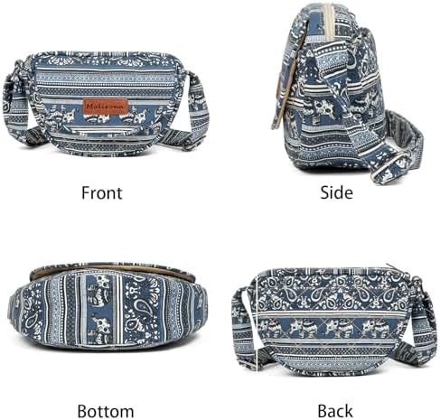 Malirona Women's Durable Small Floral Crossbody Bag Canvas Messenger Handbag Multi Pocket Travel Satchel Purse Malirona