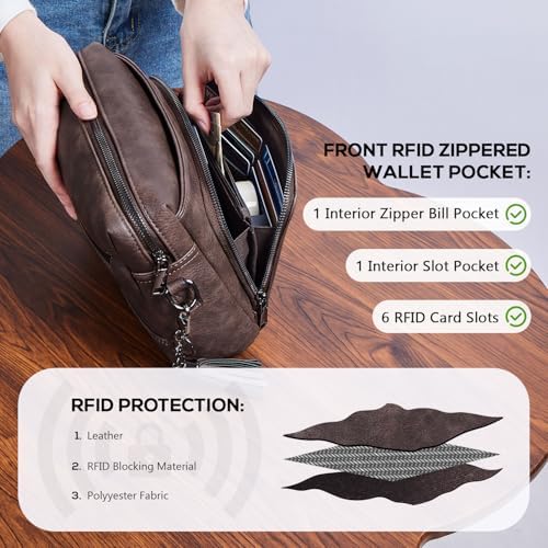 POIUGOYA Trendy Vegan Leather Crossbody Purse for Women, Travel Compatible with Built-in Wallet Medium Size