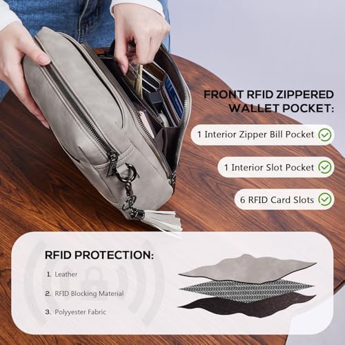 POIUGOYA Trendy Vegan Leather Crossbody Purse for Women, Travel Compatible with Built-in Wallet Medium Size