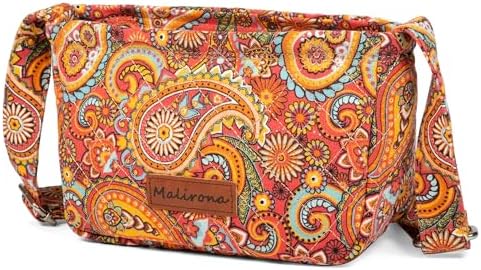 Malirona Women's Durable Small Floral Crossbody Bag Canvas Messenger Handbag Multi Pocket Travel Satchel Purse Malirona