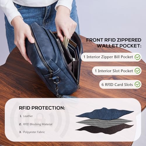 POIUGOYA Trendy Vegan Leather Crossbody Purse for Women, Travel Compatible with Built-in Wallet Medium Size