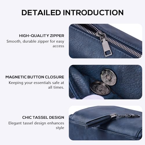 POIUGOYA Trendy Vegan Leather Crossbody Purse for Women, Travel Compatible with Built-in Wallet Medium Size