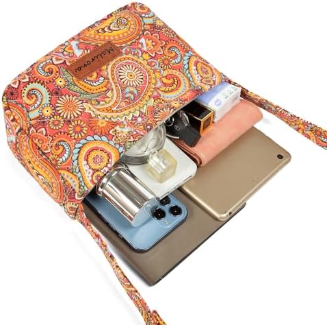 Malirona Women's Durable Small Floral Crossbody Bag Canvas Messenger Handbag Multi Pocket Travel Satchel Purse Malirona