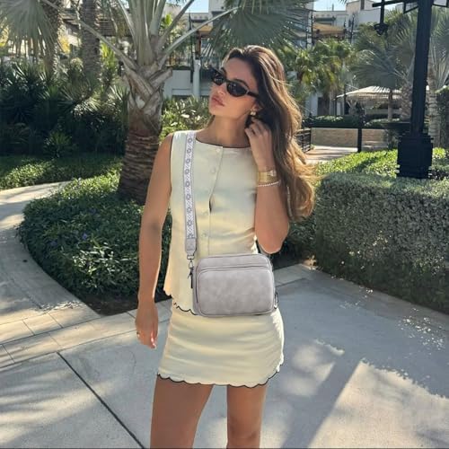 POIUGOYA Trendy Vegan Leather Crossbody Purse for Women, Travel Compatible with Built-in Wallet Medium Size