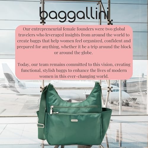 Baggallini Essential Hobo Handbag for Women W/RFID Protection Lightweight Travel Purse Handbag Crossbody Bag