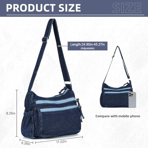 SUKUTU Lightweight Casual Retro Denim Shoulder Bag for Women | SUKUTU Canvas Messenger Bag - Casual Retro Denim Shoulde