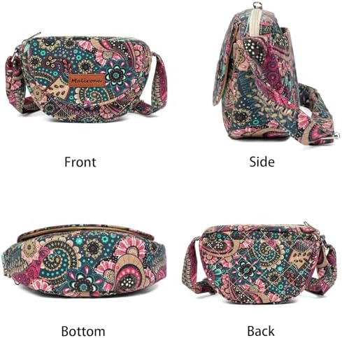 Malirona Women's Durable Small Floral Crossbody Bag Canvas Messenger Handbag Multi Pocket Travel Satchel Purse Malirona