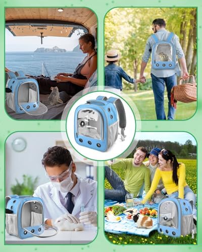 Portable Guinea Pig Carrier Backpack for Pet Bunny Chinchilla Outgoing with Water Bottle Holder & Detachable Pad (Pink)