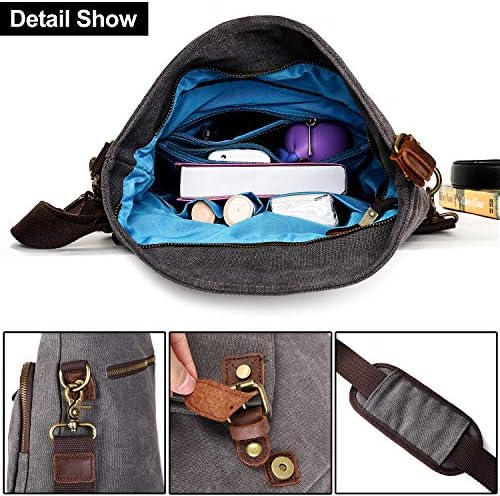 AmHoo Genuine Leather Canvas Crossbody Bag for Women Shoulder Bags Hobo Totes