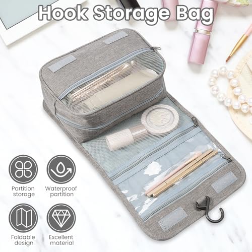 Portable Hanging Organizer for Travel-Sized Toiletries for Men and Women - Waterproof Foldable Makeup Bag with 3 Compar