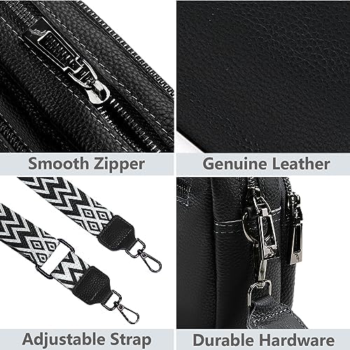 Women Genuine Leather Crossbody Bag for Everyday Use | Trendy Design Wide Strap Crossbody Bag | Camera Crossbody Purs