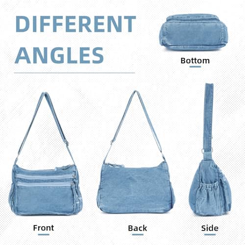 SUKUTU Lightweight Casual Retro Denim Shoulder Bag for Women | SUKUTU Canvas Messenger Bag - Casual Retro Denim Shoulde