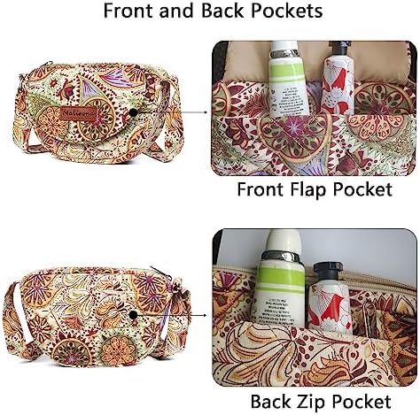 Malirona Women's Durable Small Floral Crossbody Bag Canvas Messenger Handbag Multi Pocket Travel Satchel Purse Malirona