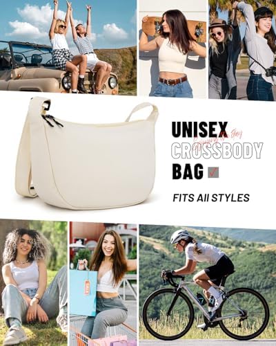 Trendy Crossbody Sling Bag for Women Men: Crescent Bag with Adjustable Strap, 2 Zippers, Lightweight