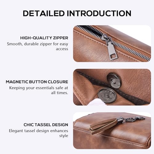 POIUGOYA Trendy Vegan Leather Crossbody Purse for Women, Travel Compatible with Built-in Wallet Medium Size