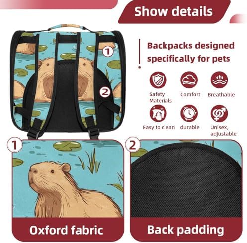 Capybara Pet Soft Sided Travel Carrier for Cats and Puppies, Portable and Comfortable, Perfect for Airlines and Car Trip