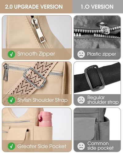 KALIDI Fancy Forest Nylon Crossbody Bags for Women Casual Work Travel Trendy Cross Body Purse with Multiple Pockets