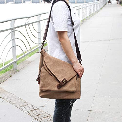AmHoo Genuine Leather Canvas Crossbody Bag for Women Shoulder Bags Hobo Totes