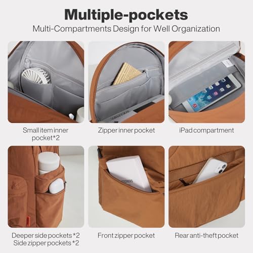 Mixi Outdoor Lightweight Backpack for Women Men Casual Carry On Laptop Travel Bookbag, Water Resistant Durable Hiking Ba