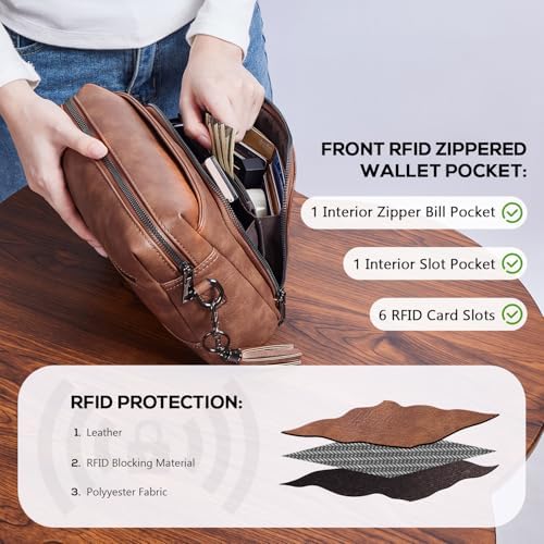 POIUGOYA Trendy Vegan Leather Crossbody Purse for Women, Travel Compatible with Built-in Wallet Medium Size