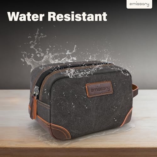 Men's Emissary Water-Resistant Toiletry Bag | Men’s Emissary Canvas Travel Dopp Kit | Men's Emissary Travel Bathroom Ba