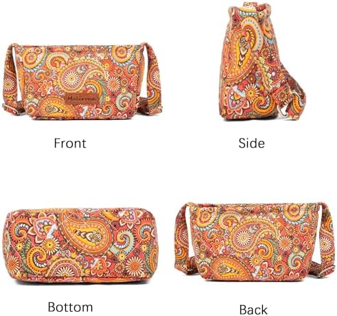 Malirona Women's Durable Small Floral Crossbody Bag Canvas Messenger Handbag Multi Pocket Travel Satchel Purse Malirona