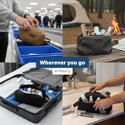 Men's Emissary Water-Resistant Toiletry Bag | Men’s Emissary Canvas Travel Dopp Kit | Men's Emissary Travel Bathroom Ba
