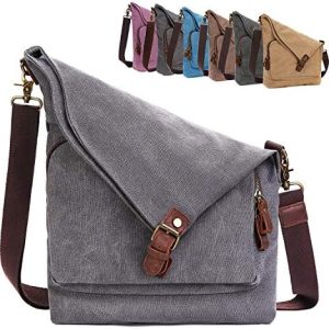 AmHoo Genuine Leather Canvas Crossbody Bag for Women Shoulder Bags Hobo Totes