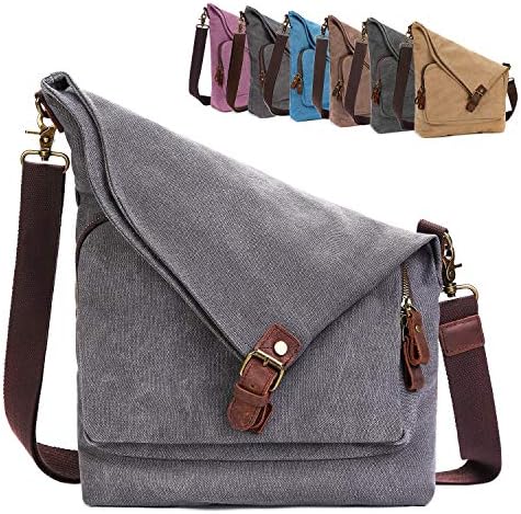 AmHoo Genuine Leather Canvas Crossbody Bag for Women Shoulder Bags Hobo Totes