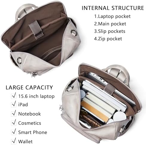 Shrrie Vegan Leather Women's 15.6 Inch Laptop Backpack for Work and Travel | Shrrie Vegan Leather Women's Laptop Backpa