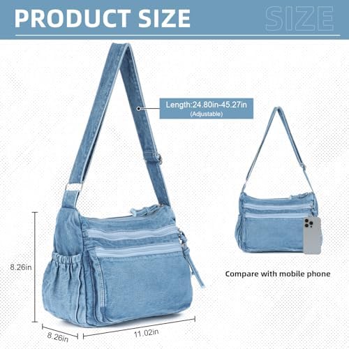 SUKUTU Lightweight Casual Retro Denim Shoulder Bag for Women | SUKUTU Canvas Messenger Bag - Casual Retro Denim Shoulde