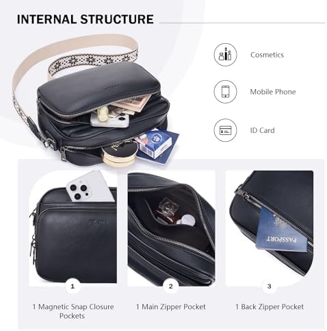 POIUGOYA Trendy Vegan Leather Crossbody Purse for Women, Travel Compatible with Built-in Wallet Medium Size